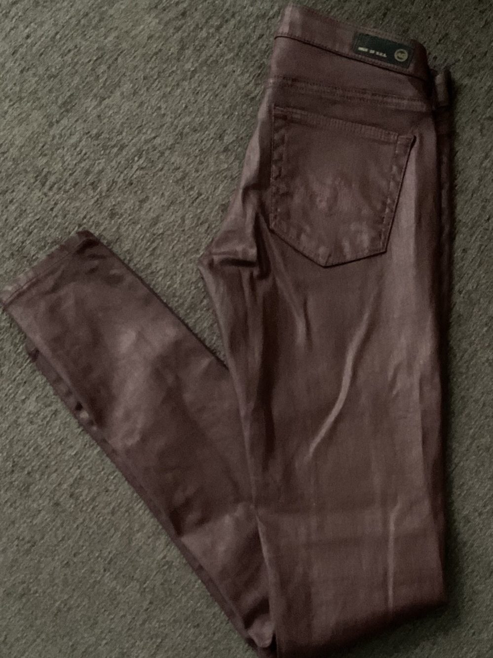 Faux Leather Burgundy AG Skinny Pants